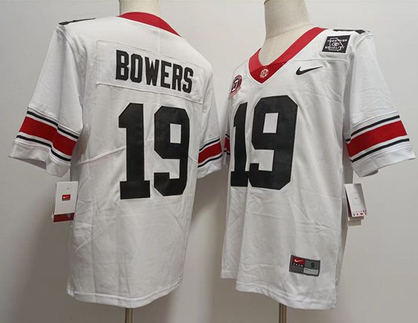 Men Georgia Bulldogs #19 Bowers White 2024 Nike Vapor NCAA Jersey